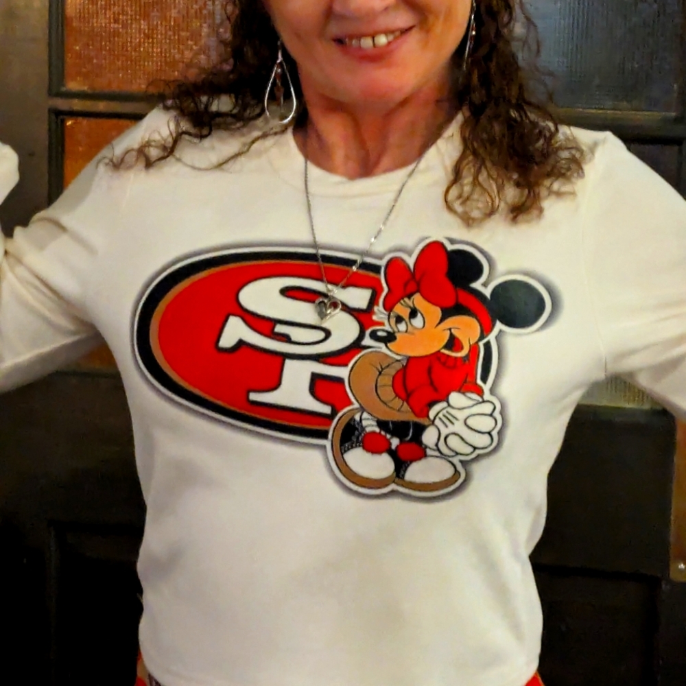 This is a San Francisco's Minnie mouse 49ers shirt